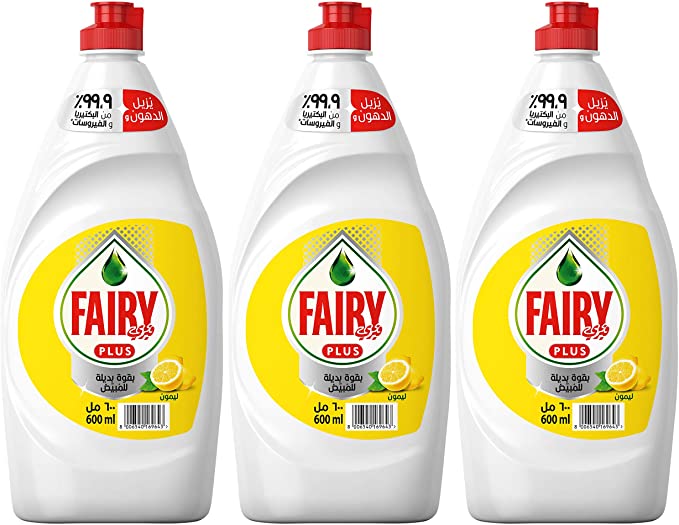 Fairy Plus Lemon Dishwashing Liquid Soap 3 x 600 ml